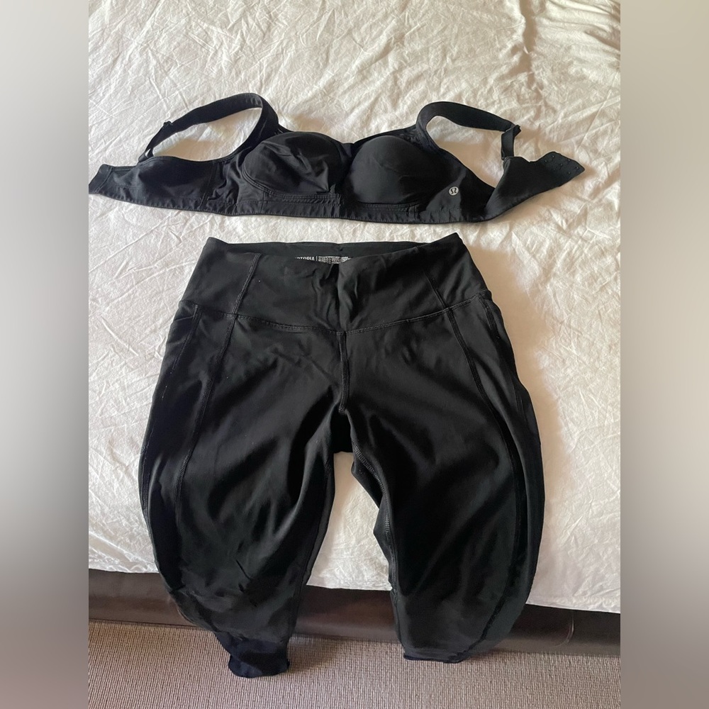 Lululemon 36DD sports/fitness bra. Victoria’s Secret full length leggings